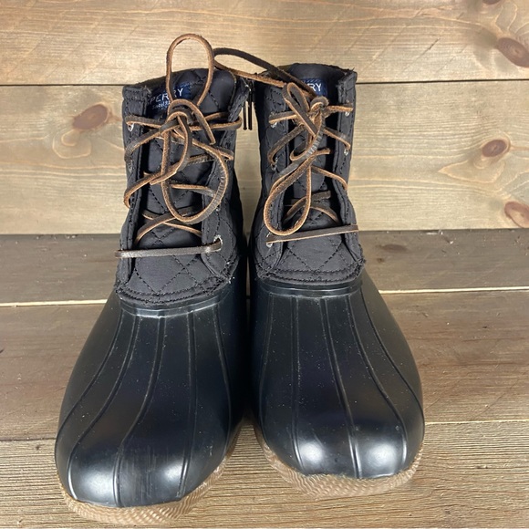 Sperry saltwater Womens size 8 shoes black rubber waterproof rain boots - Picture 6 of 8
